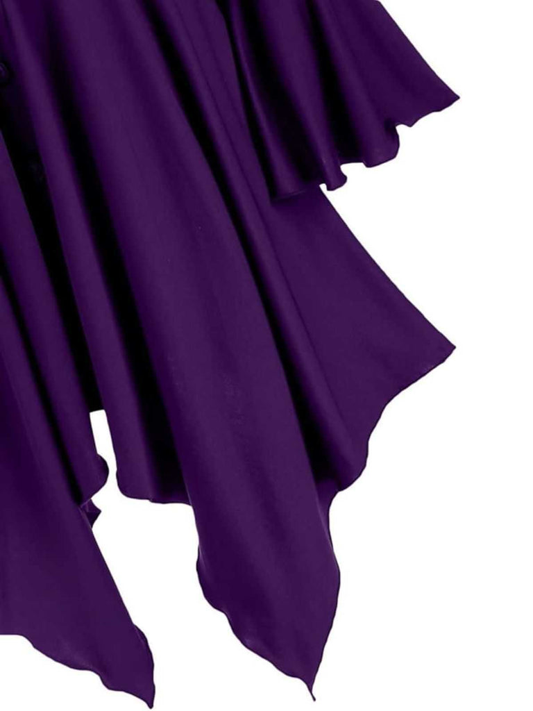 Giacca lunga punk con cappuccio gotico viola anni '80