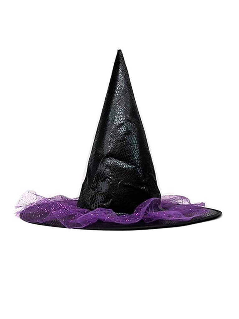Cappello da strega in pelle viola a punta Halloween