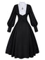 Abito con collana a croce in stile suora nero anni '40