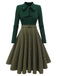 Abito in maglia plaid verde scuro anni '50