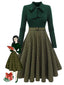 Abito in maglia plaid verde scuro anni '50