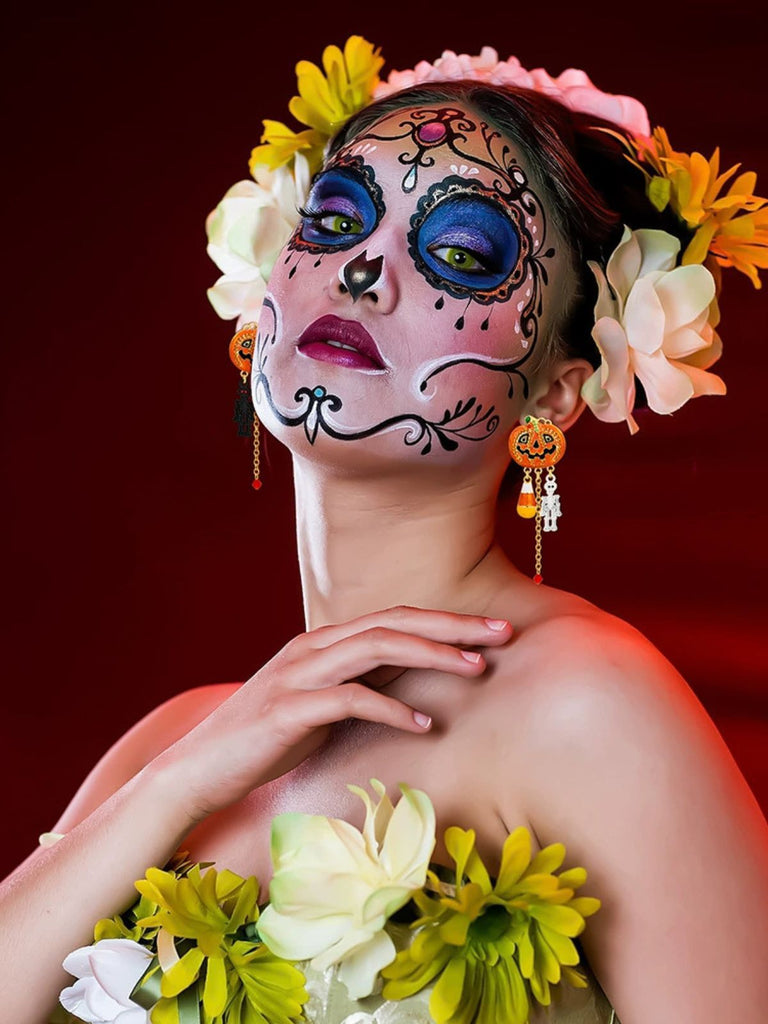 Orecchini in lega a forma di teschio di zucca Halloween