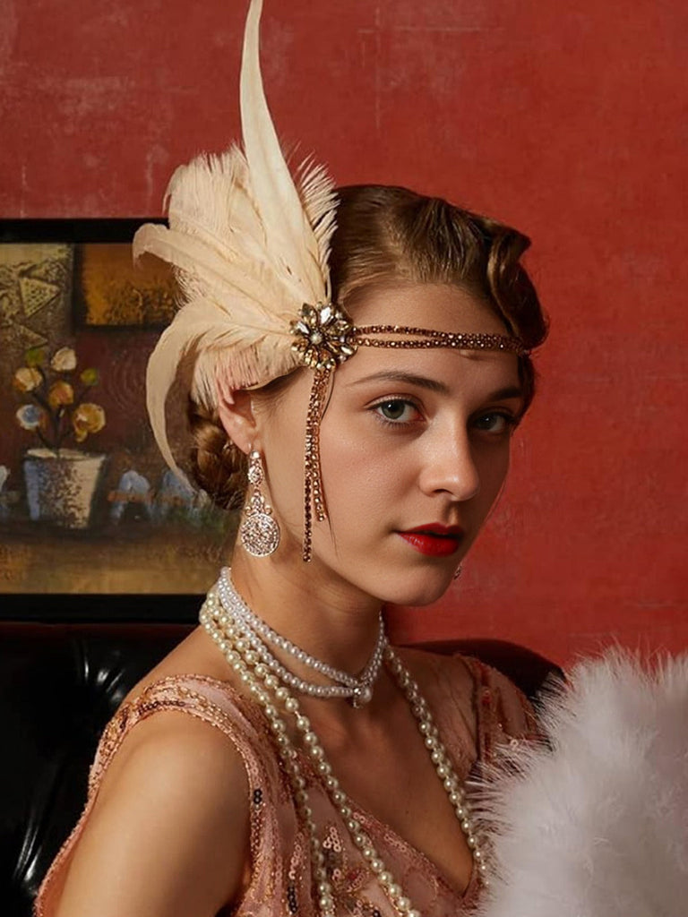 Set di 4 accessori guanti fascia capelli anni '20