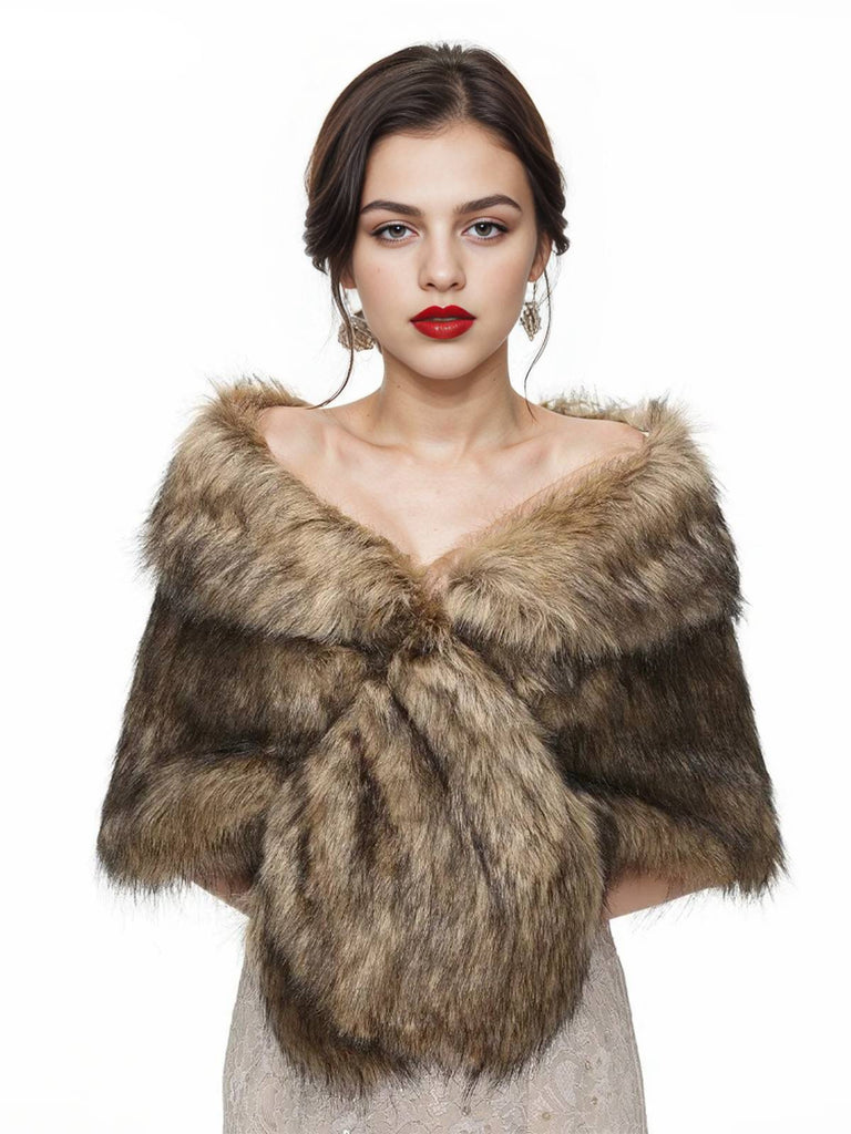 Scialli vintage in pelliccia sintetica marrone
