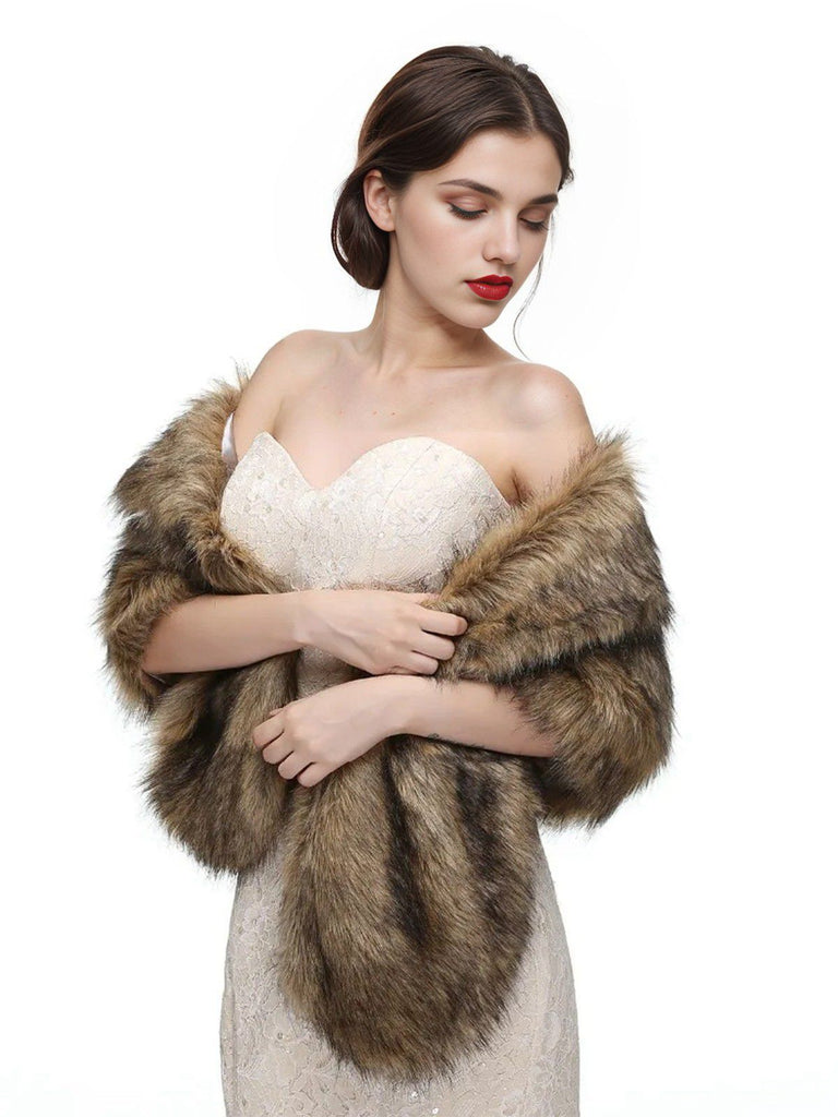 Scialli vintage in pelliccia sintetica marrone