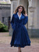 Cappotto lungo in velluto blu navy anni '50