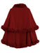 Scialle con collo di pelliccia a doppio strato bordeaux anni '50