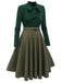 Abito in maglia plaid verde scuro anni '50