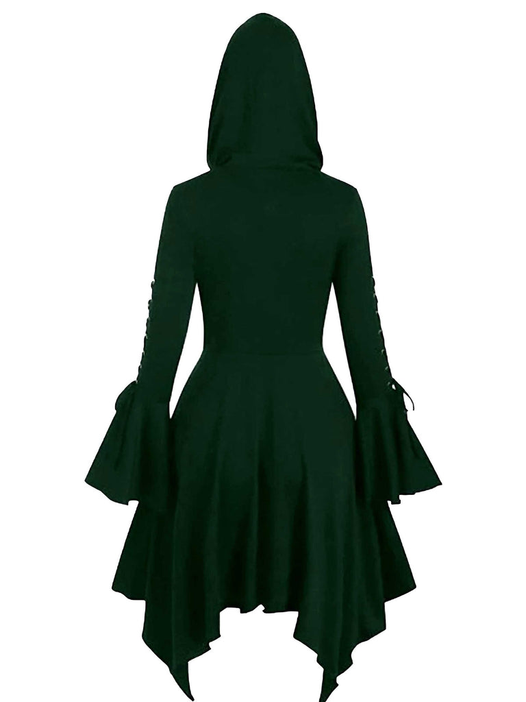 Giacca lunga punk con cappuccio gotico viola anni '80