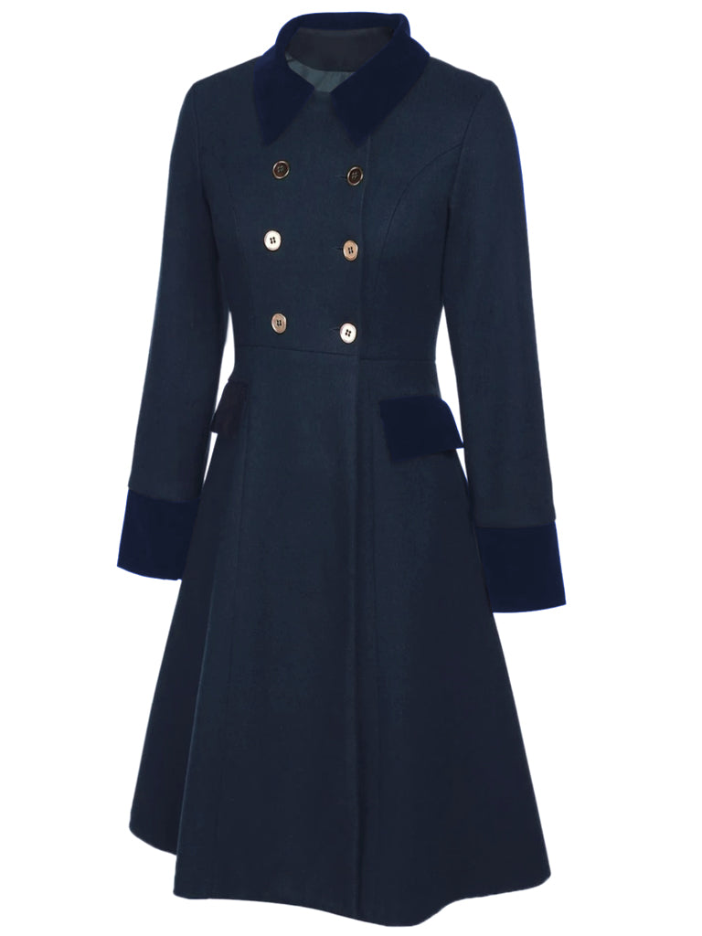Cappotto con bottoni blu anni '40