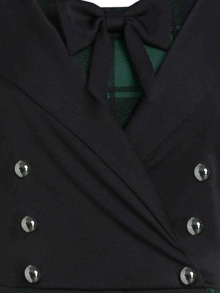 Abito a quadri plissettato gotico patchwork anni '50