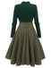 Abito in maglia plaid verde scuro anni '50