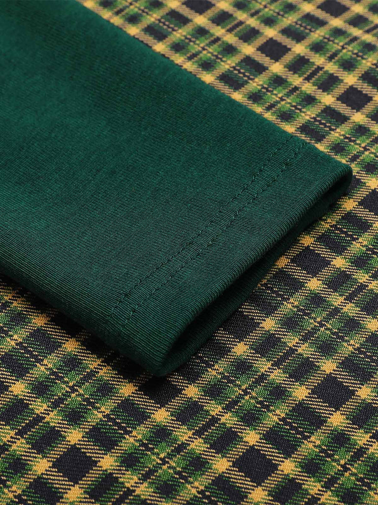 Abito in maglia plaid verde scuro anni '50