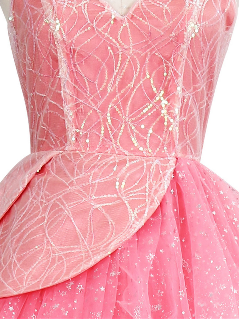 Abito a ruota in rete glitterata rosa anni '50