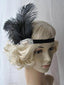 Fascia per capelli flapper con piume nero anni '20