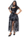Completo abito in tulle da sposa fantasma Halloween nero anni '70