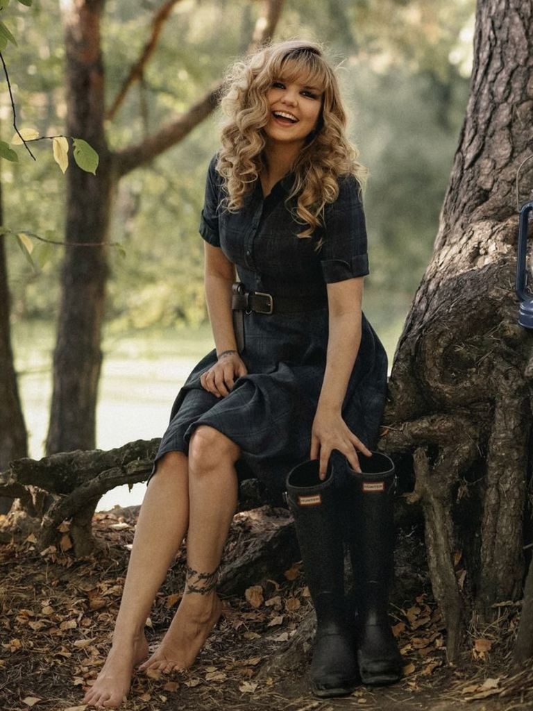 Abito a quadri con cintura e bottoni anni '50