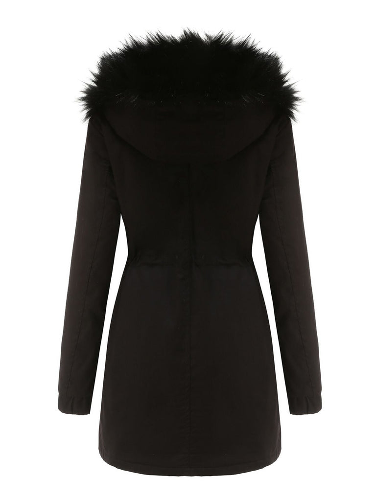 Cappotto con cerniera e rifiniture in pelliccia anni '50