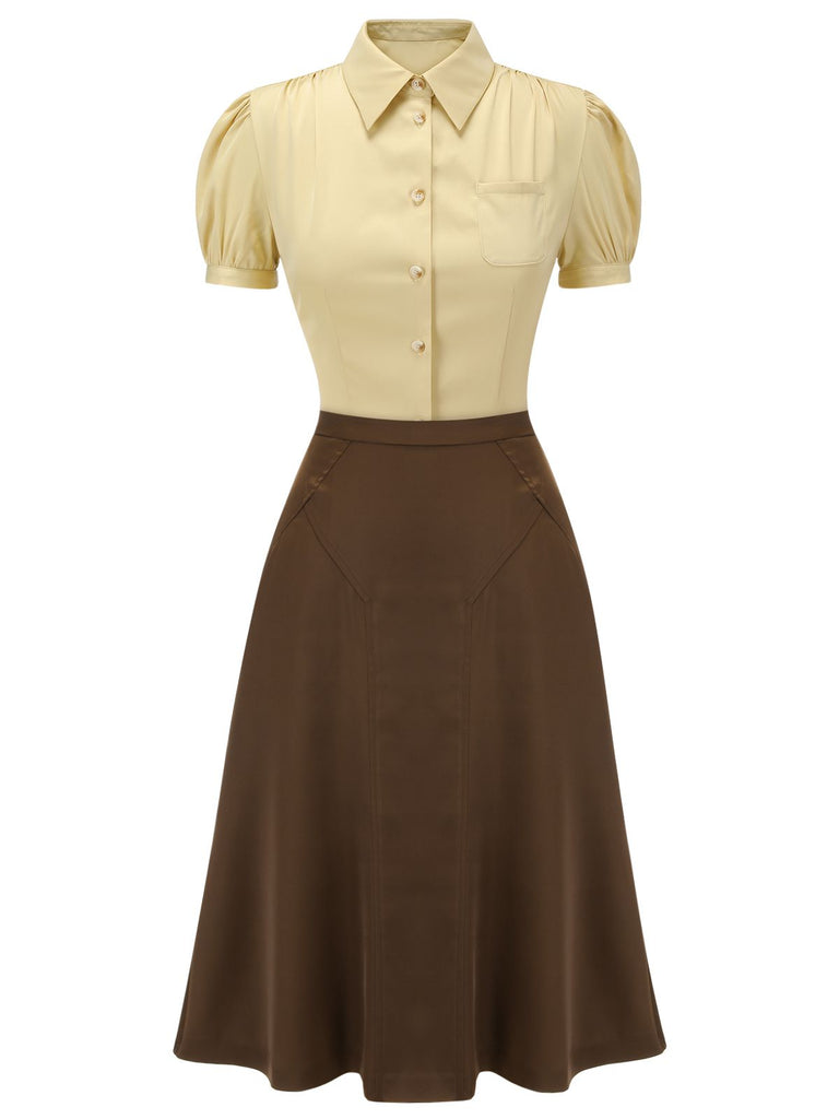 Abito due pezzi revers maniche a sbuffo anni '40