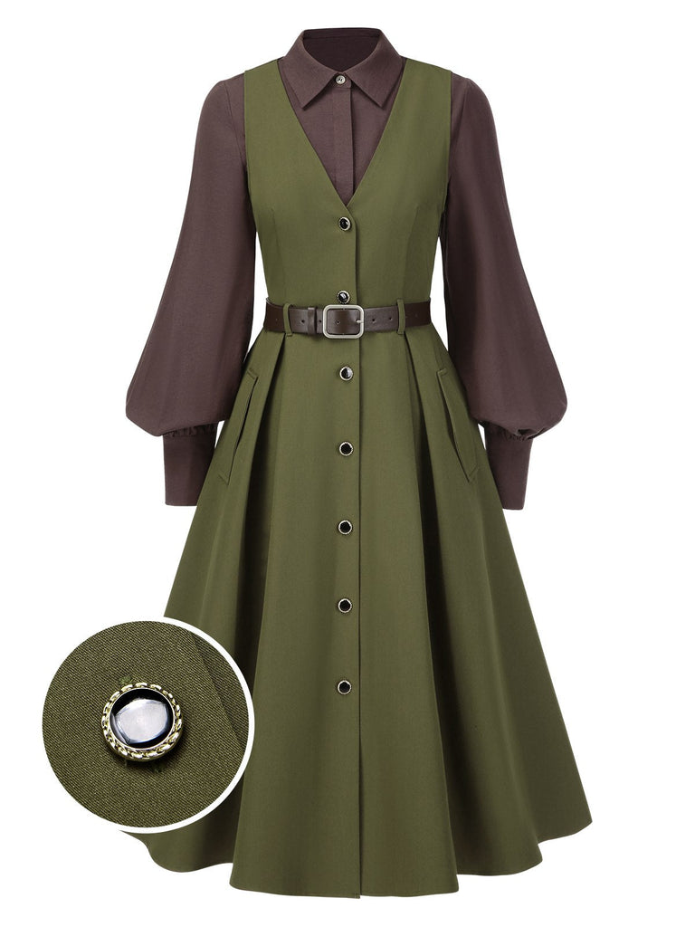 2PCS Abito con camicetta con maniche a lanterna anni '50