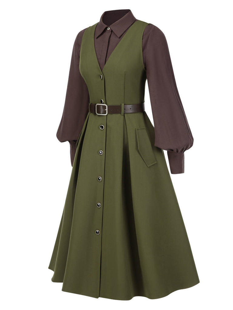 2PCS Abito con camicetta con maniche a lanterna anni '50