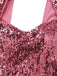 Abito lungo con spacco alto in paillettes rosa anni '20