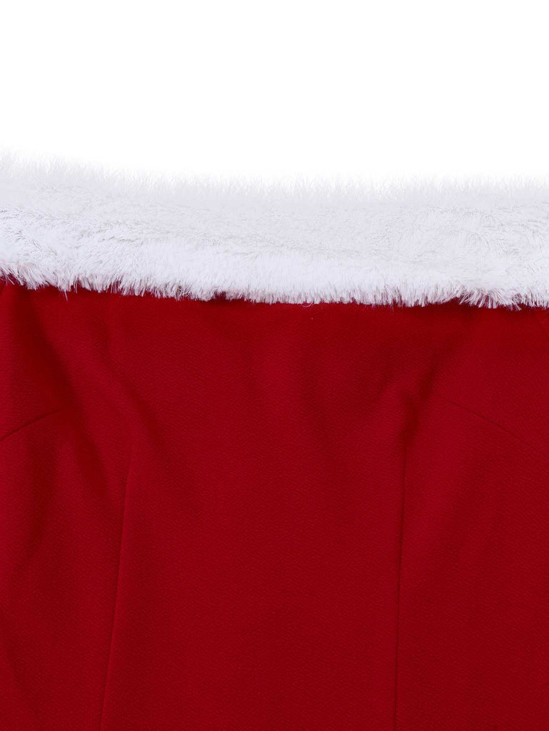 Abito con spalle scoperte e finiture in pelliccia sintetica anni '30