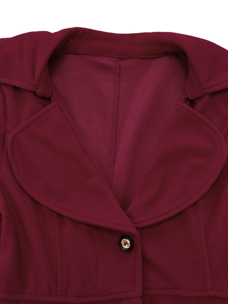 Cappotto lungo con colletto a dente in finta lana anni '40