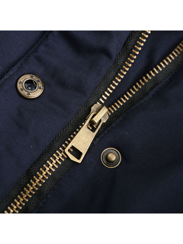 Cappotto con cerniera e rifiniture in pelliccia anni '50