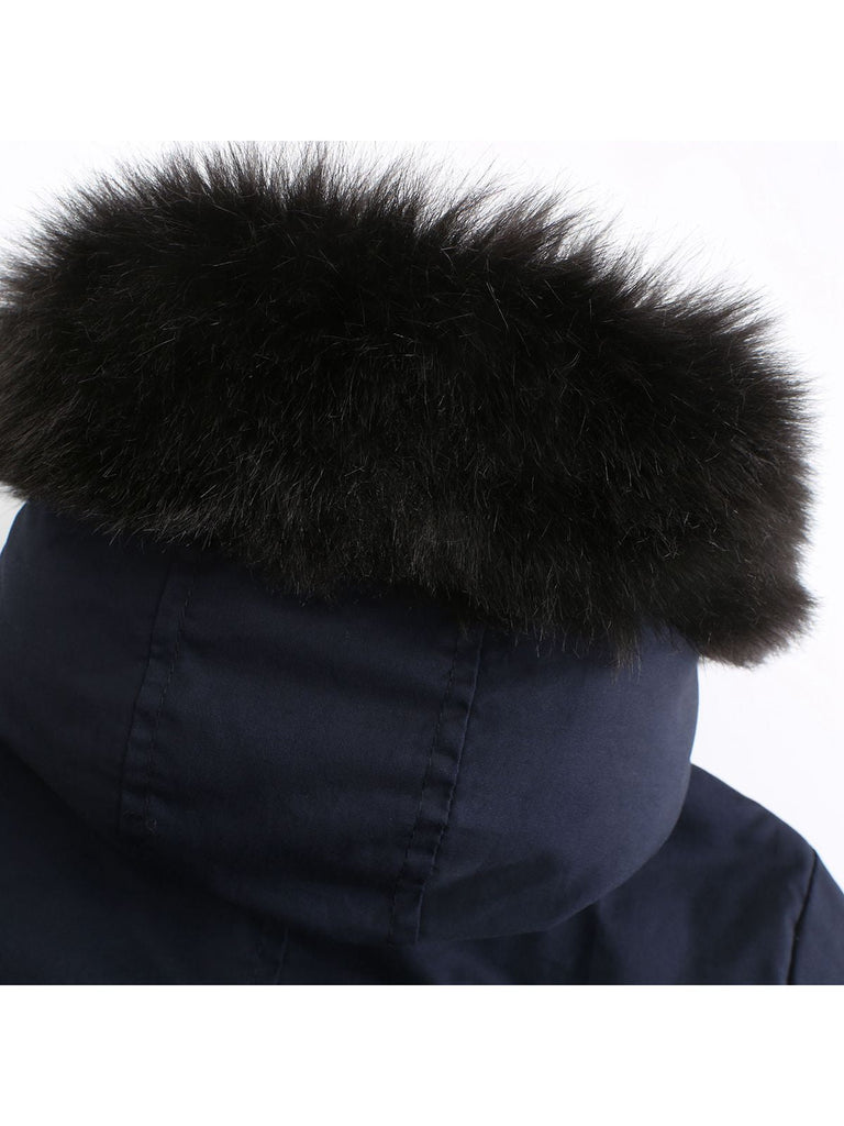 Cappotto con cerniera e rifiniture in pelliccia anni '50