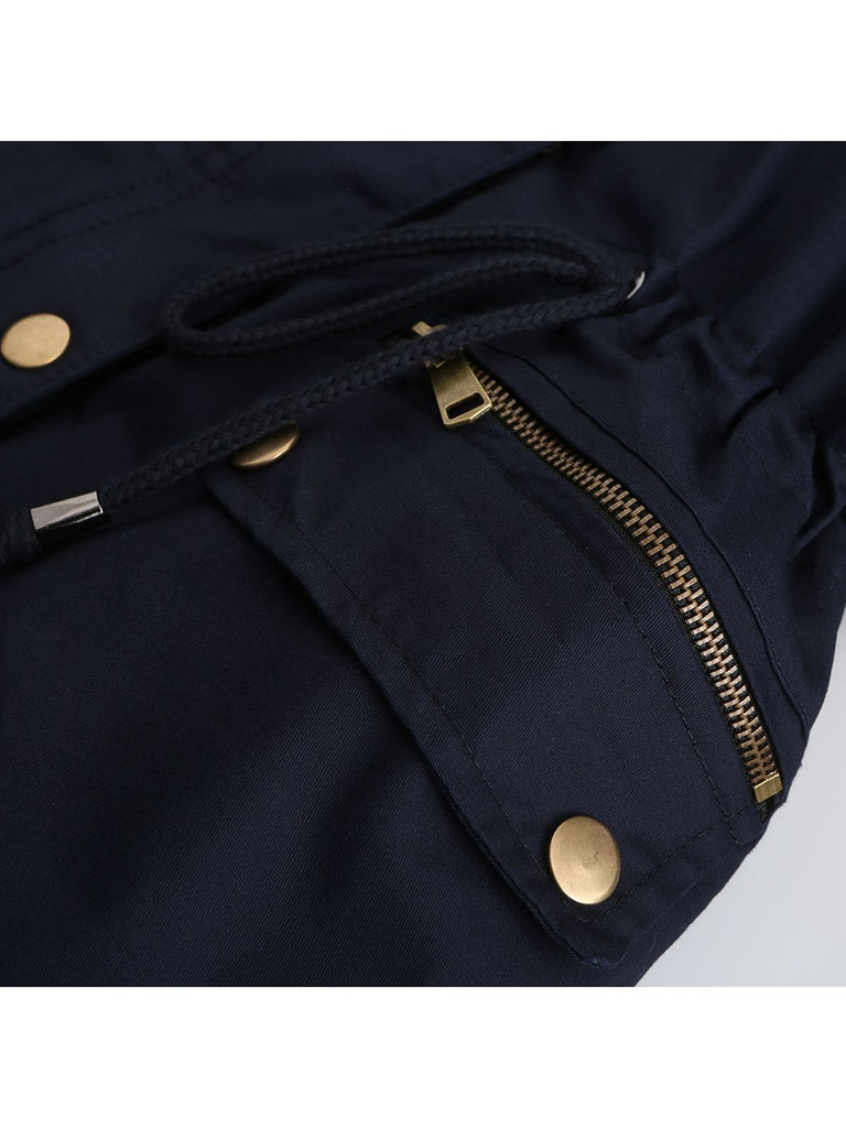 Cappotto con cerniera e rifiniture in pelliccia anni '50