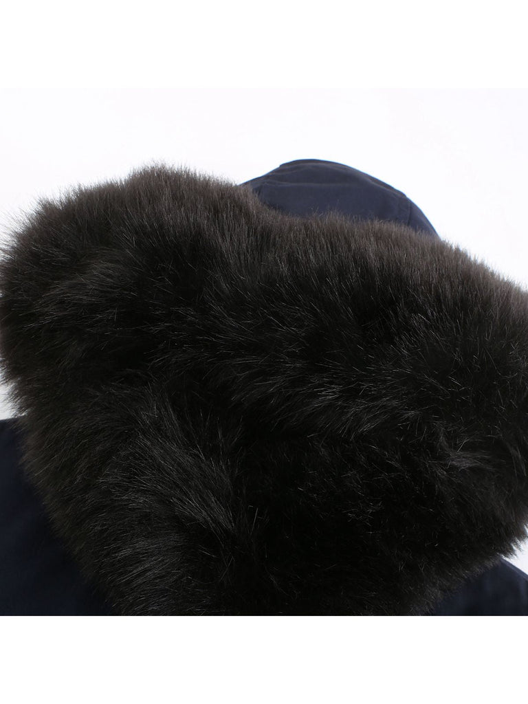 Cappotto con cerniera e rifiniture in pelliccia anni '50