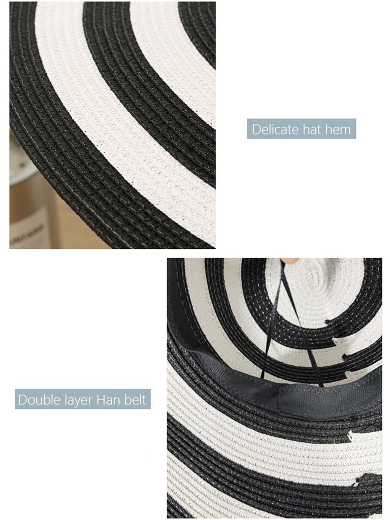 Cappello da sole a tesa larga con strisce a contrasto