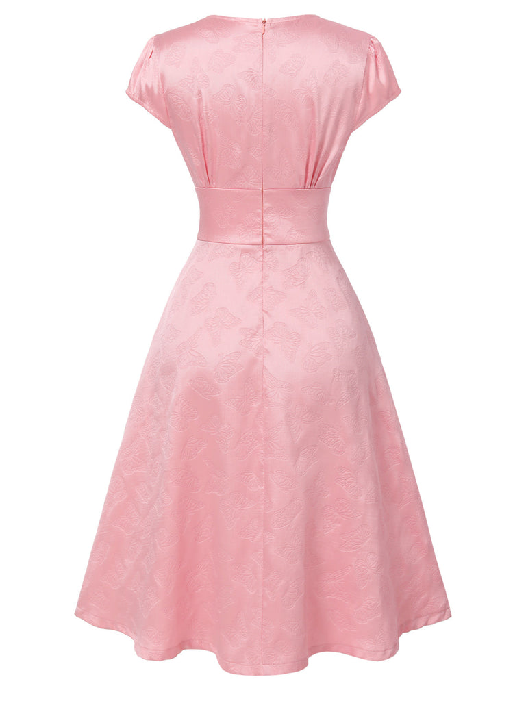 Abito in velluto perla scollo a V profondo verde anni '40