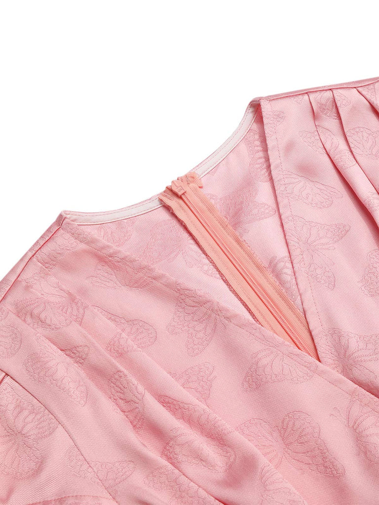 Abito in velluto perla scollo a V profondo verde anni '40