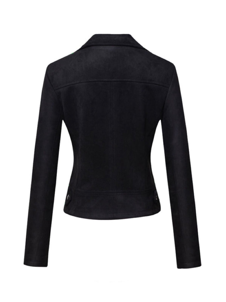 Giacca in pelle scamosciata con risvolto anni '80