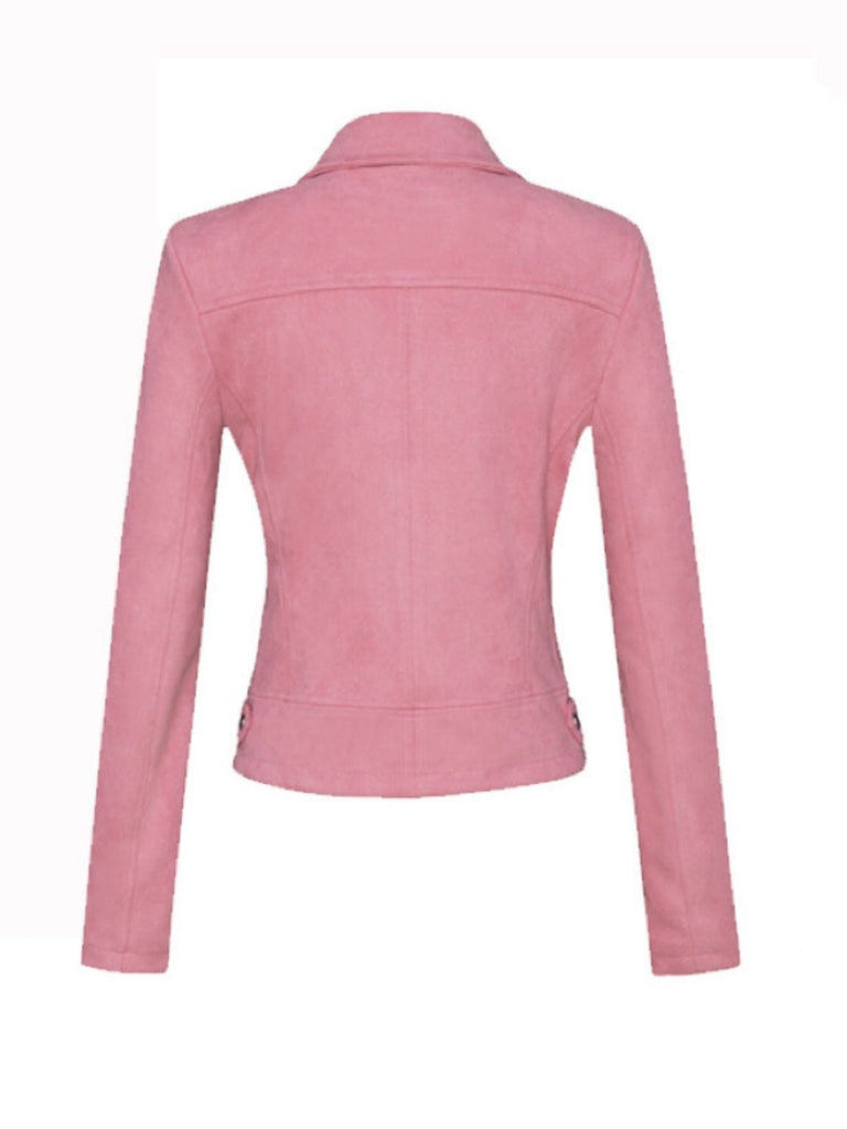 Giacca in pelle scamosciata con risvolto anni '80