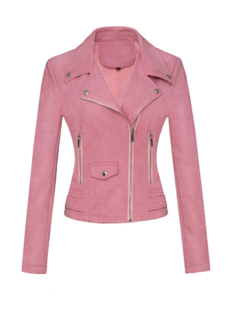 Giacca in pelle scamosciata con risvolto anni '80