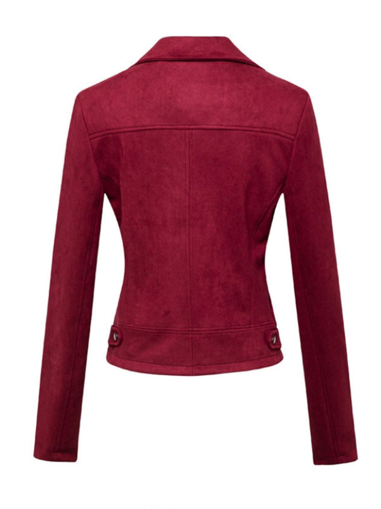 Giacca in pelle scamosciata con risvolto anni '80