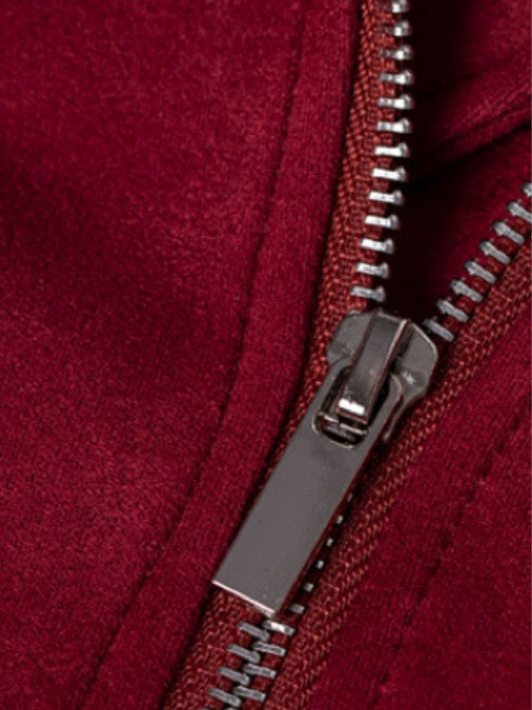 Giacca in pelle scamosciata con risvolto anni '80