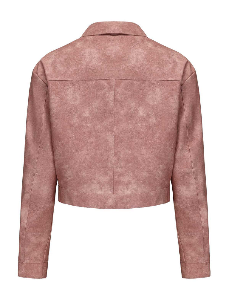 Giacca in pelle con risvolto a maniche lunghe anni '50