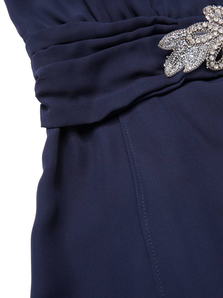 Abito in pizzo e strass con patchwork blu anni '20