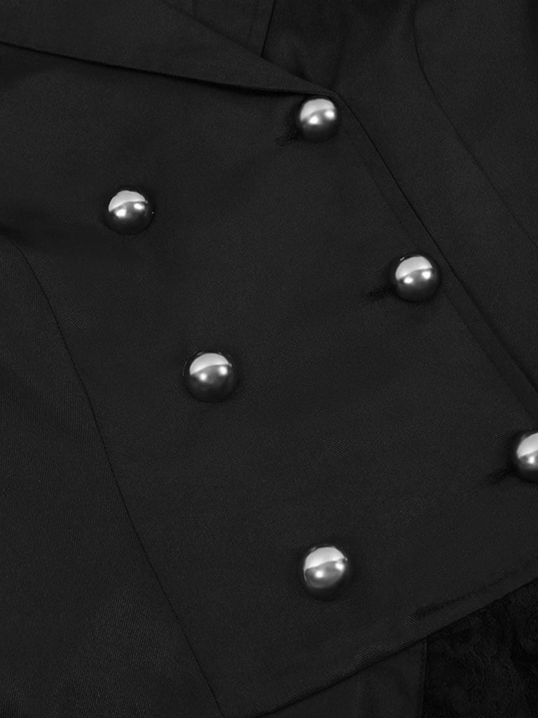 Giacca doppiopetto con risvolto e gonna a strati anni '50