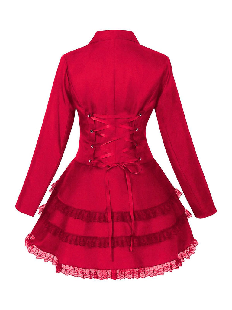 Giacca doppiopetto con risvolto e gonna a strati anni '50