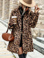 Cappotto in finta lana leopardato con revers marrone anni '50