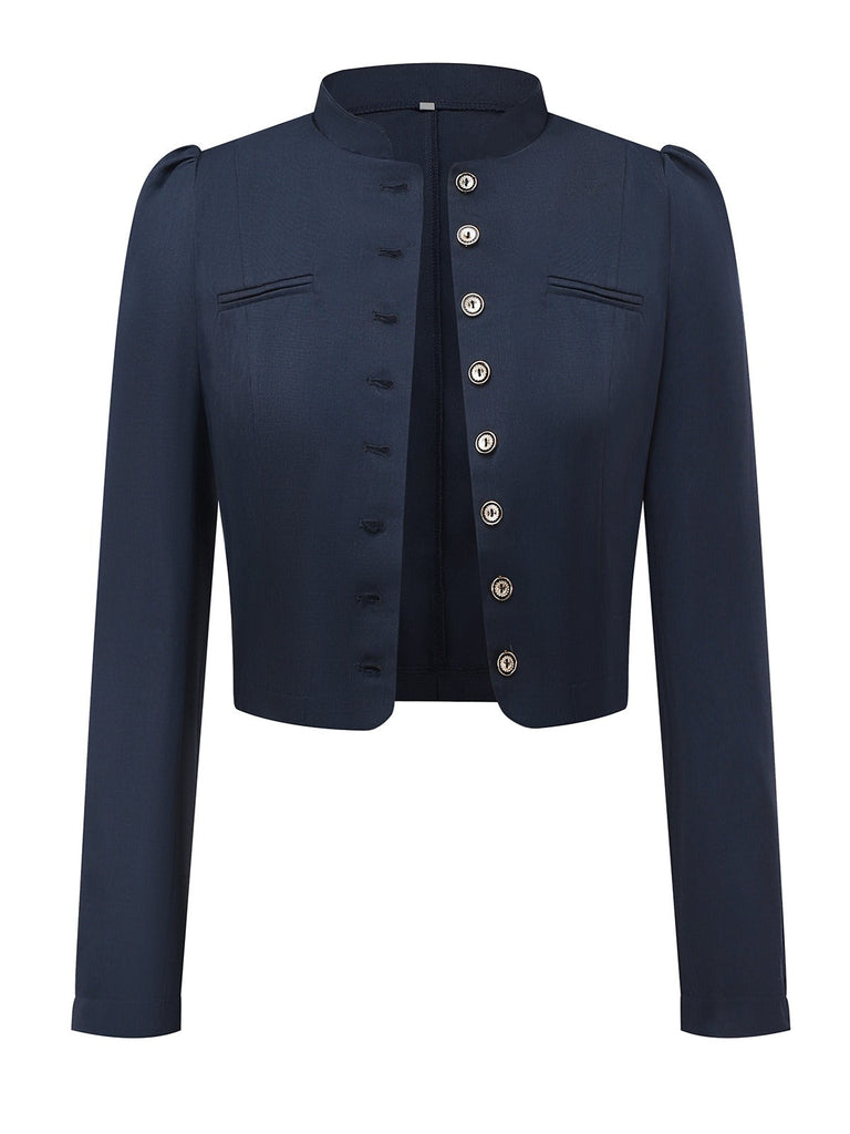 Giacca a maniche lunghe con collo alto nero anni '50