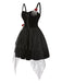 Abito con mano scheletro e ragnatela e rosa nero anni '50