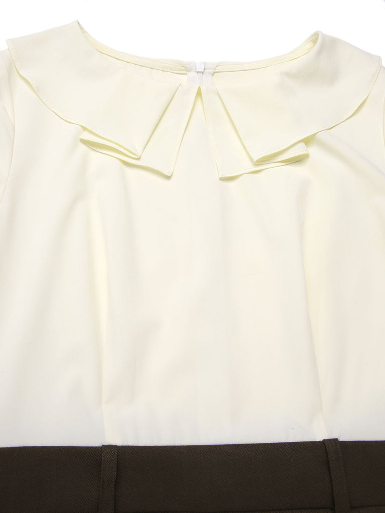 Abito a tubino e maniche lunghe marrone anni '60