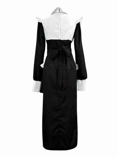 Abito da suora cosplay colorblock bianco e nero anni '60 Abito da suora cosplay colorblock bianco e nero anni '60
