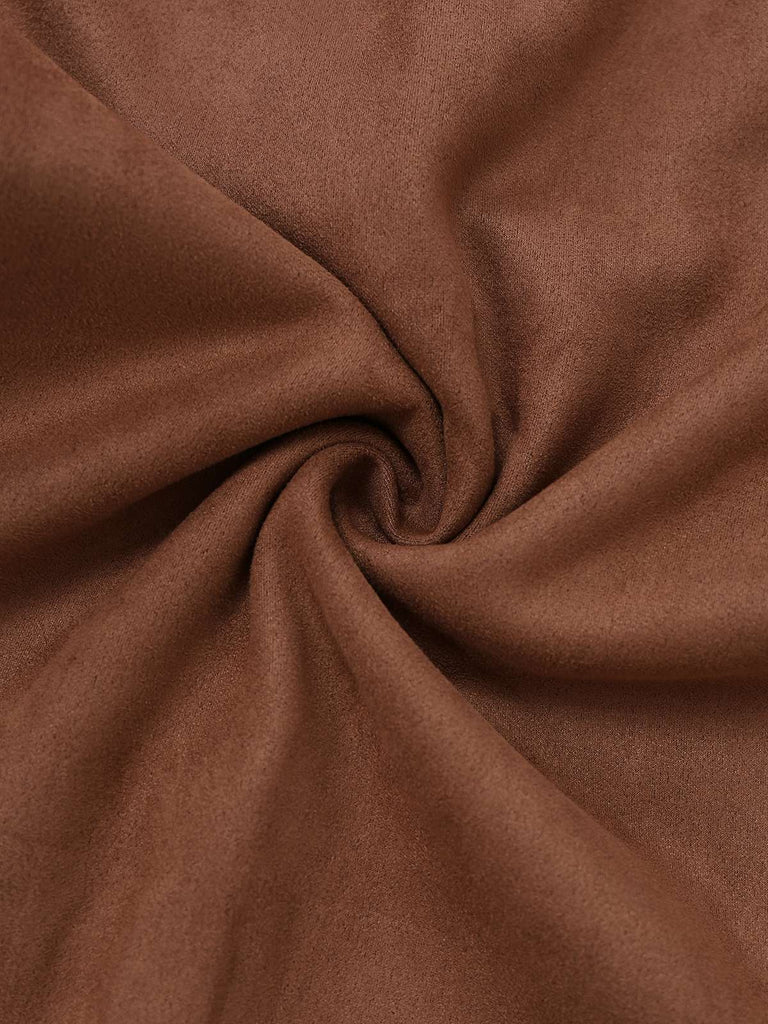 Cappotto doppiopetto in pelle scamosciata con revers marrone anni '50